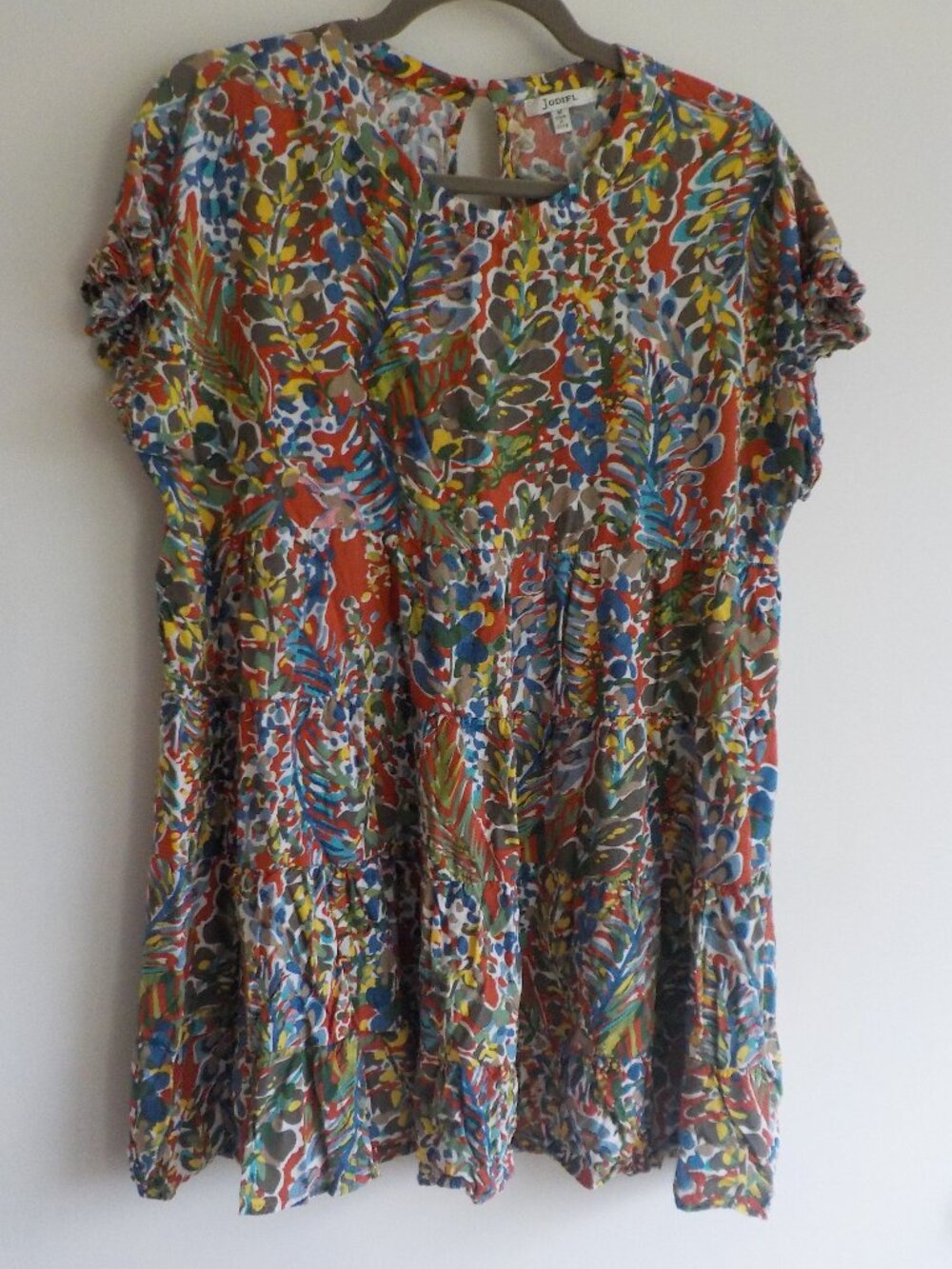 Jodifl Dress Tunic - Medium - Multicolor Loose Fit Ruffle Sleeveless Mini (2222)